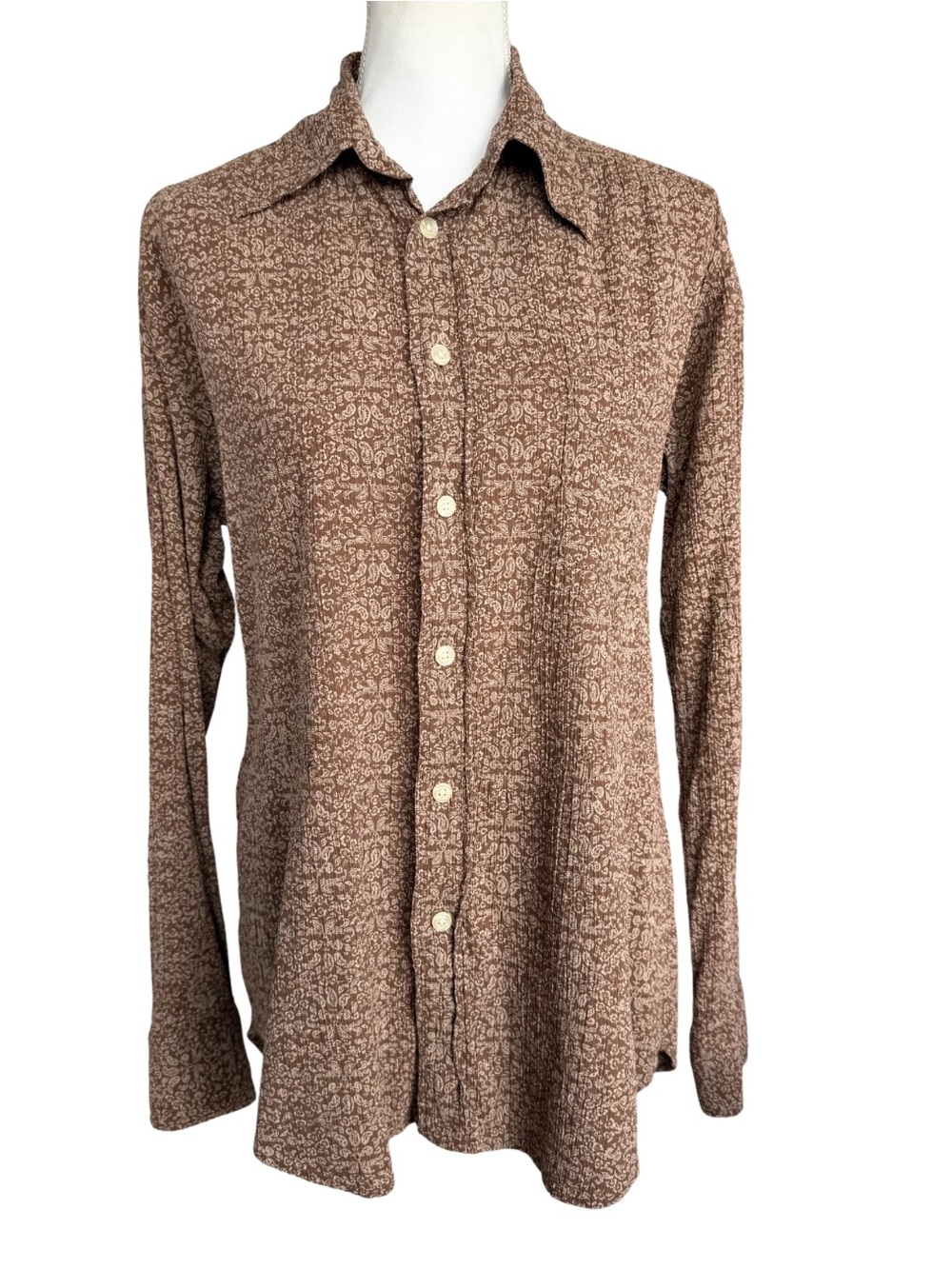 Lucky Brand Dungarees Western Shirt Womens Medium Brown Floral Paisley Cotton